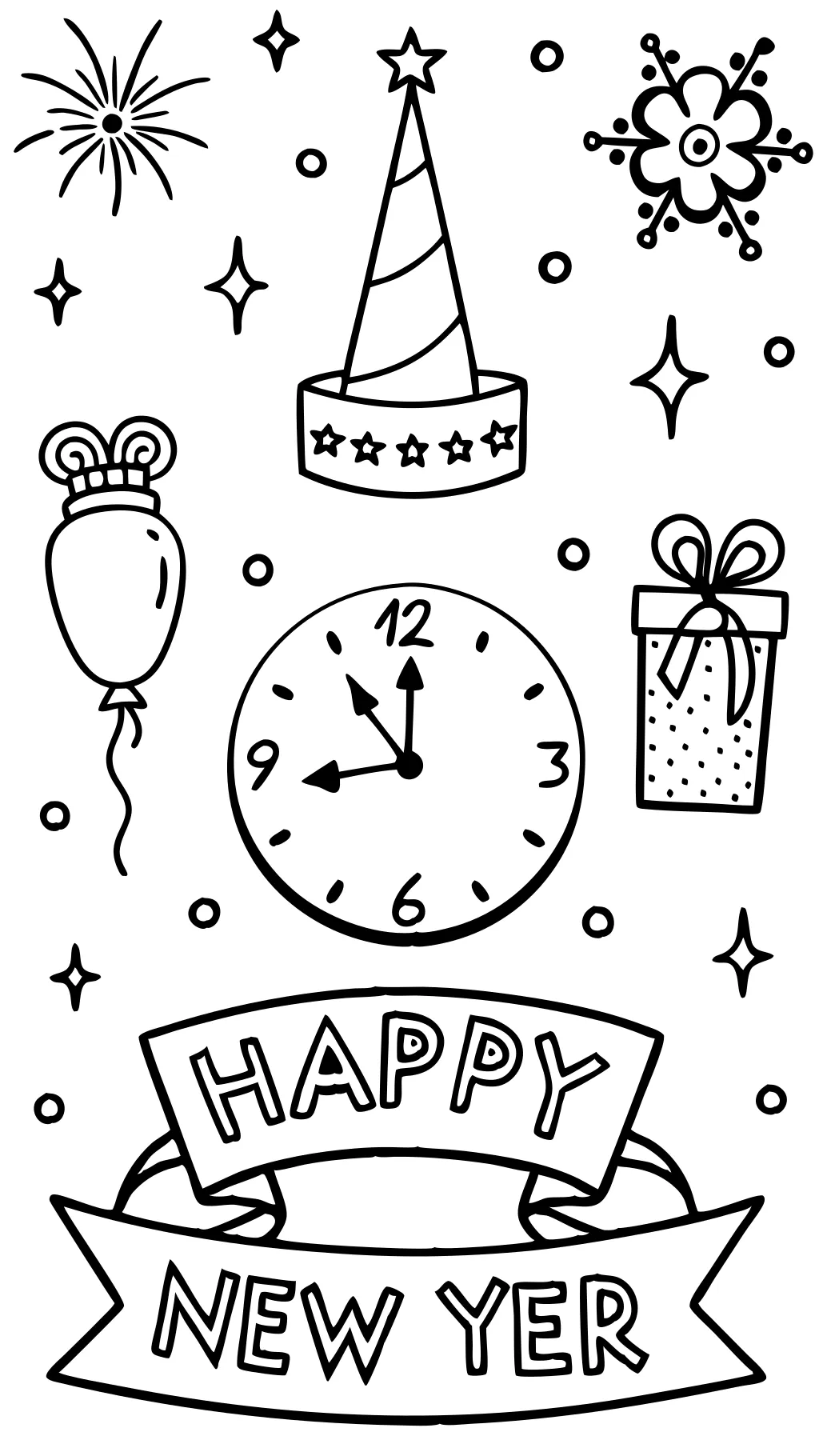 happy new year coloring pages printable